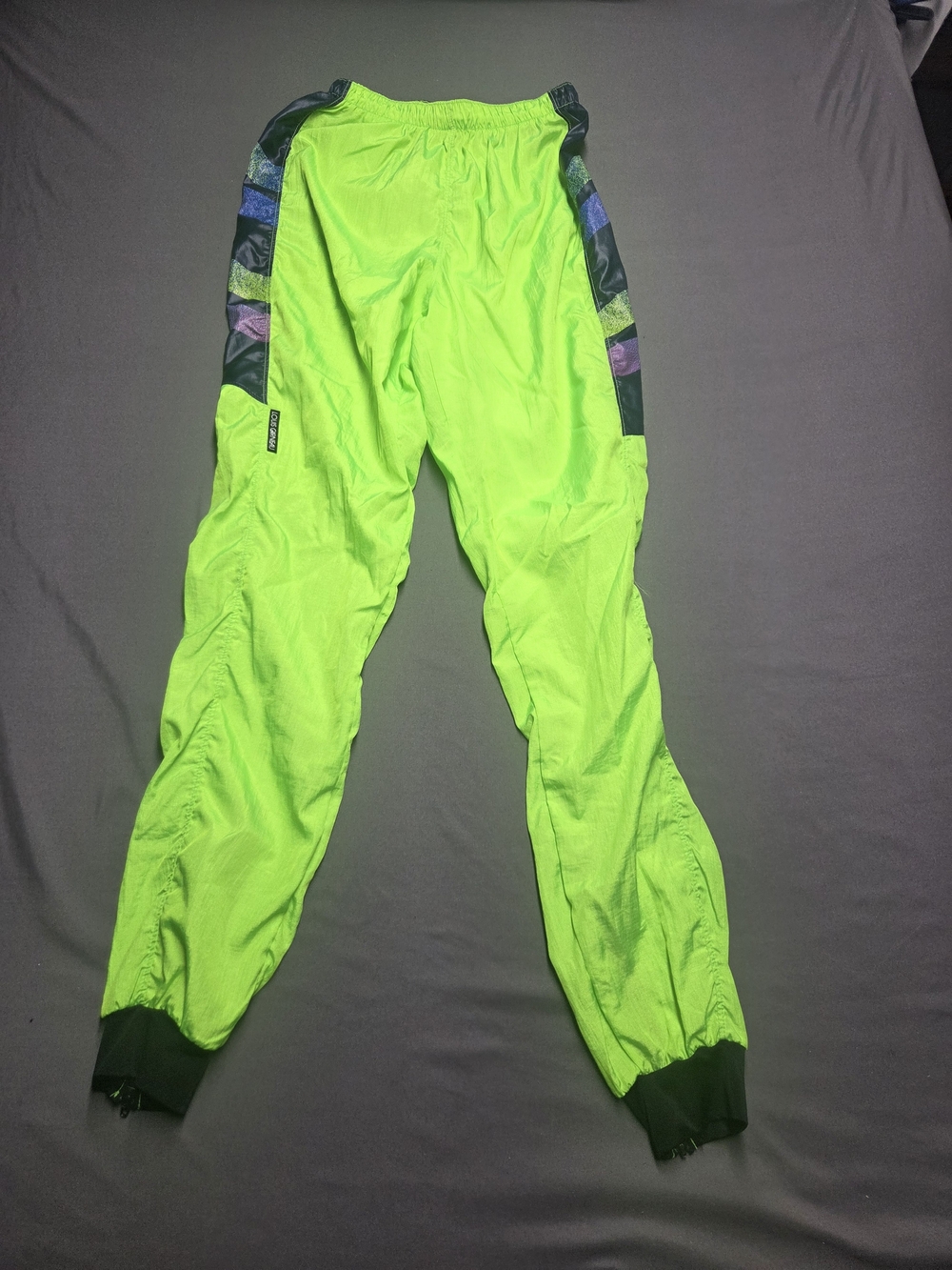Vintage 80s 90s Louis Garneau Neon Green Windbreaker Pants - Retro Shell Joggers
